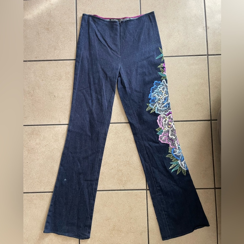 Vivienne Tam embroidered low rise jeans